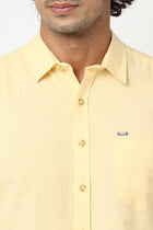 Yellow Solid Cotton Shirt - Shirt - 230324448