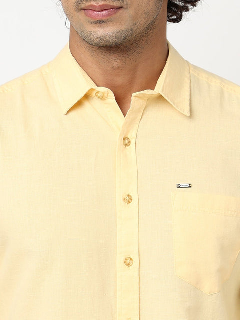 Yellow Solid Cotton Shirt - Shirt - 230324448