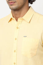 Yellow Solid Cotton Shirt - Shirt - 230324448