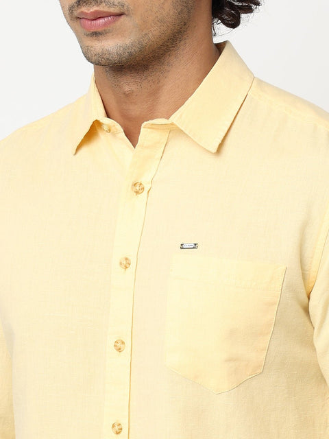 Yellow Solid Cotton Shirt - Shirt - 230324448