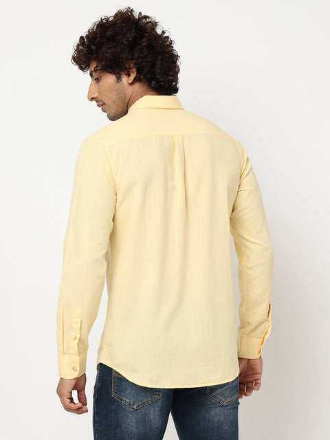 Yellow Solid Cotton Shirt - Shirt - 230324448