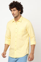 Yellow Solid Cotton Shirt - Shirt - 230324382