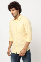 Yellow Solid Cotton Shirt - Shirt - 230324448