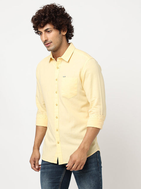 Yellow Solid Cotton Shirt - Shirt - 230324448