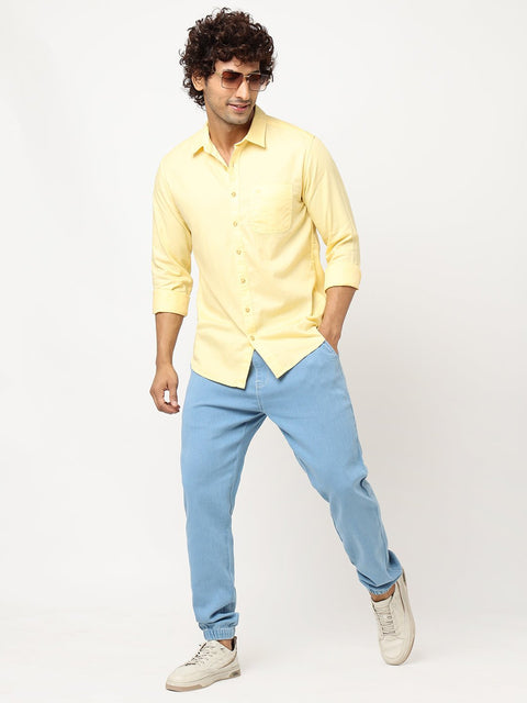 Yellow Solid Cotton Shirt - Shirt - 230324382