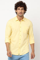 Yellow Solid Cotton Shirt - Shirt - 230324382