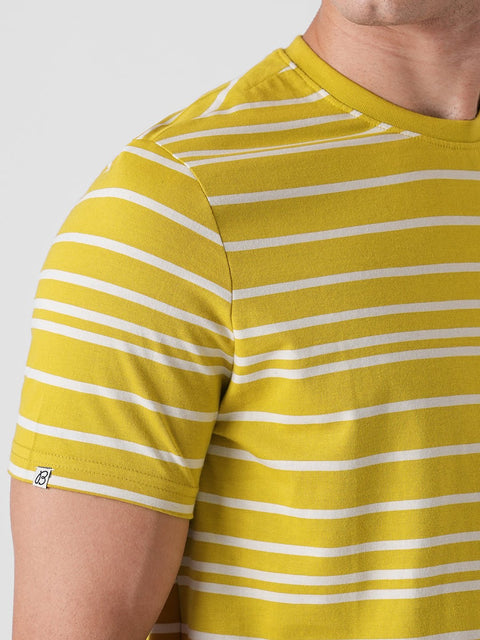 YELLOW STRIPE ROUND NECK SINGLE JERSEY T - SHIRT - T Shirt - 250730510