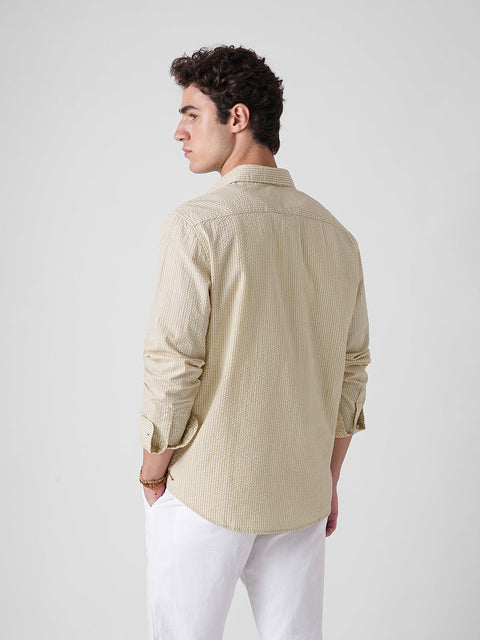 YELLOW STRIPE SEERSUCKER SHIRT-Shirt - 260235190