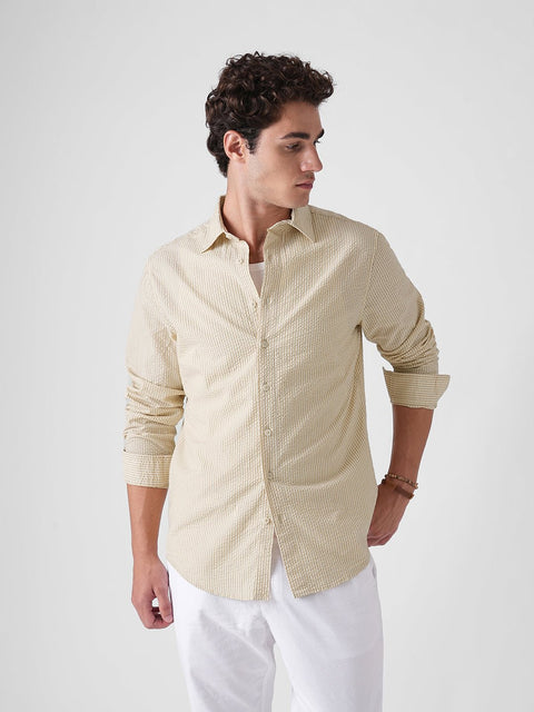 YELLOW STRIPE SEERSUCKER SHIRT-Shirt - 260235190