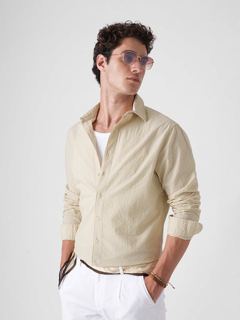 YELLOW STRIPE SEERSUCKER SHIRT-Shirt - 260235190
