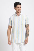 Yellow Striped Cotton Shirt - Shirt - 240527921