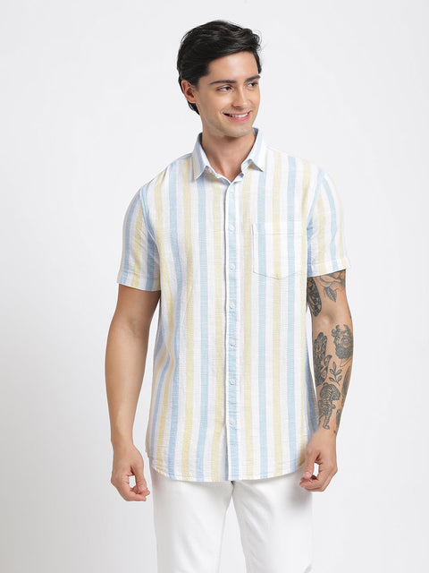 Yellow Striped Cotton Shirt - Shirt - 240527921