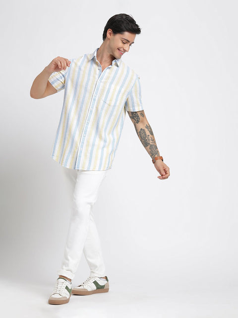 Yellow Striped Cotton Shirt - Shirt - 240527921