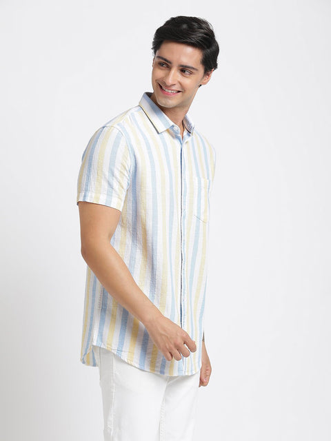 Yellow Striped Cotton Shirt - Shirt - 240527921