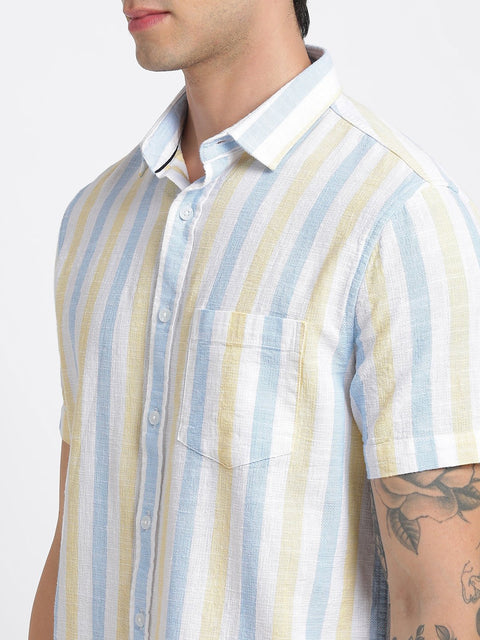 Yellow Striped Cotton Shirt - Shirt - 240527921