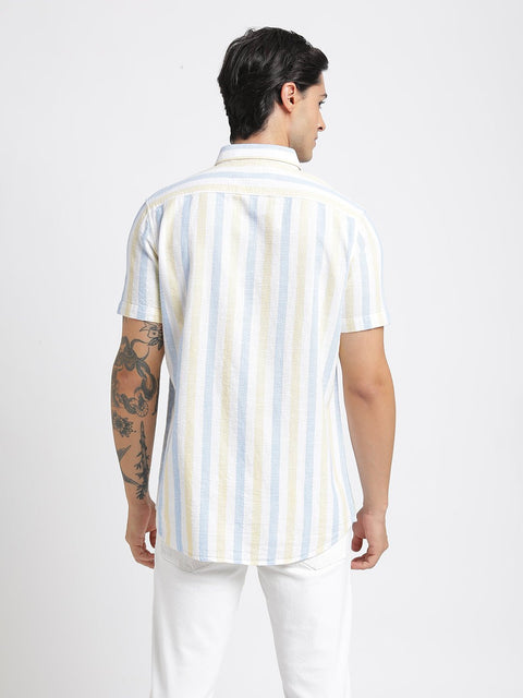 Yellow Striped Cotton Shirt - Shirt - 240527921