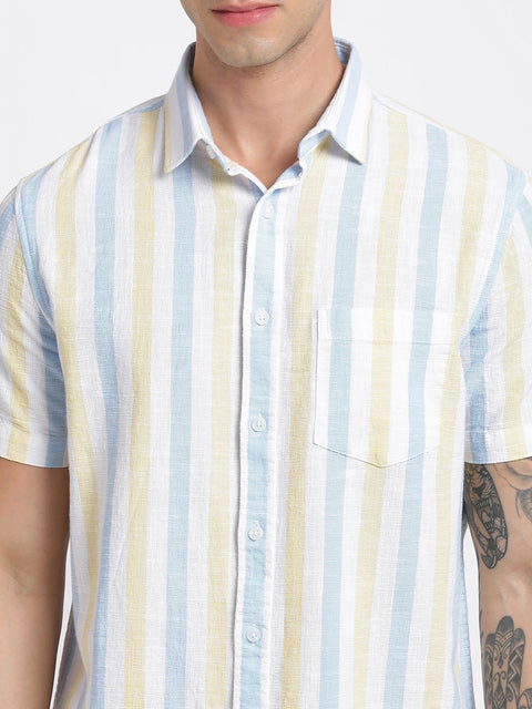 Yellow Striped Cotton Shirt - Shirt - 240527921