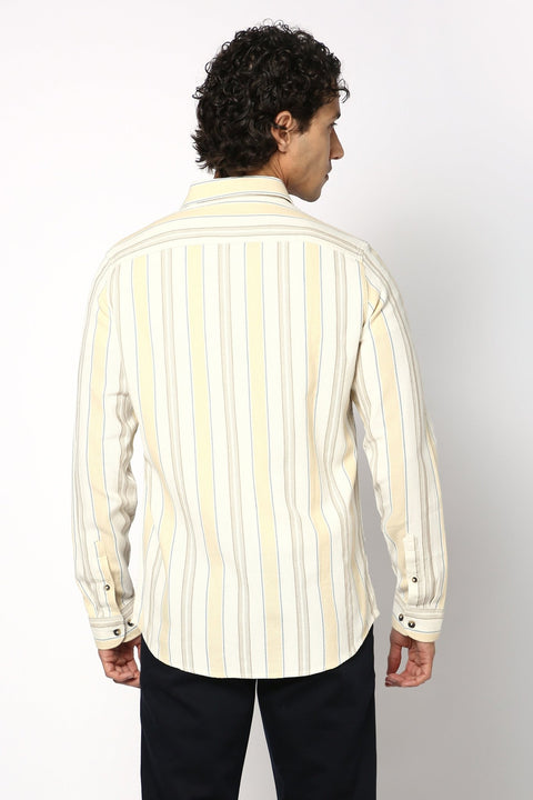 Yellow Striped Cotton Shirt - Shirt - 240527891