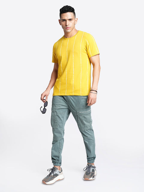 Yellow Striped Cotton T-shirt - T-Shirt - 230400397