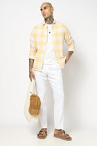 YELLOW TARTAN CHECKERED MENS SHIRT-Shirt - 250731916
