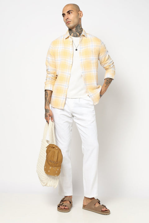 YELLOW TARTAN CHECKERED MENS SHIRT-Shirt - 250731916