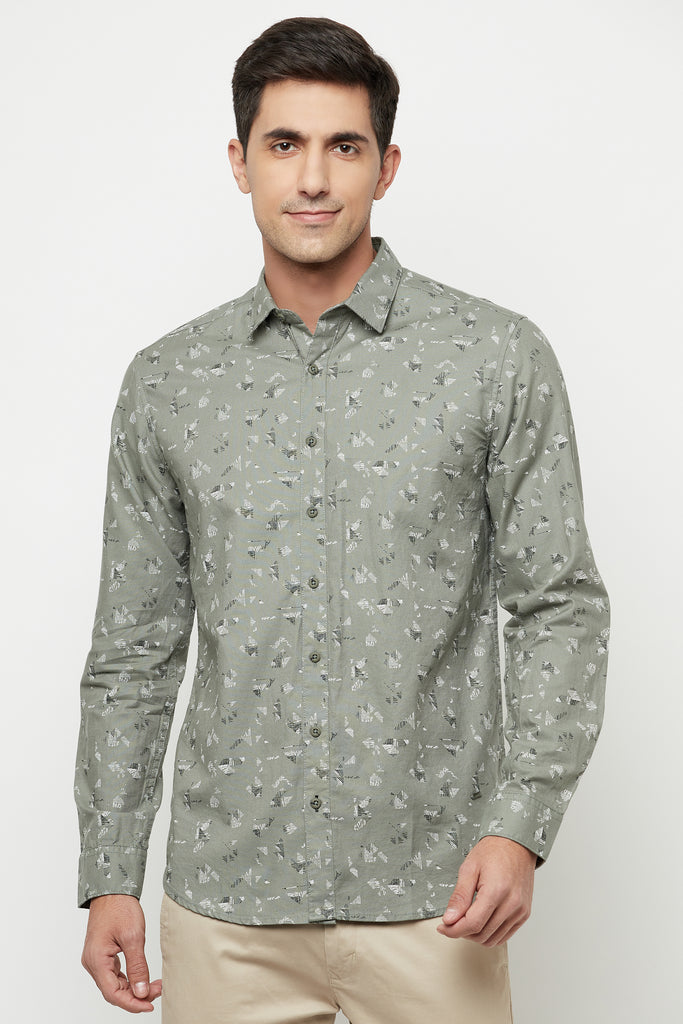 Grey Overall printed Shirt