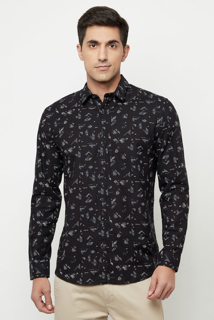 Black Overall Printed Shirt