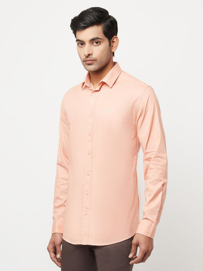 Peach Solid Cotton Shirt