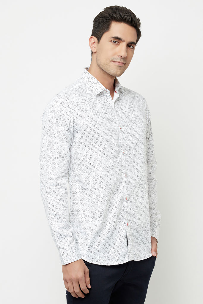 White Overall Printed Shirt