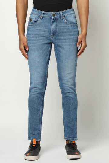 Mid Blue Whiskered Denim Jeans