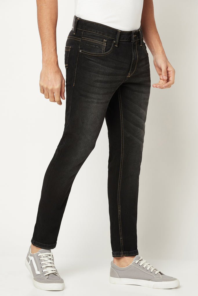 Black Slim Fit Mid-Rise Jeans 