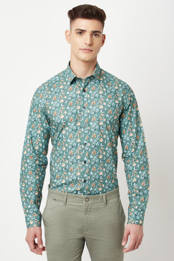 Mint Over All Printed Shirt
