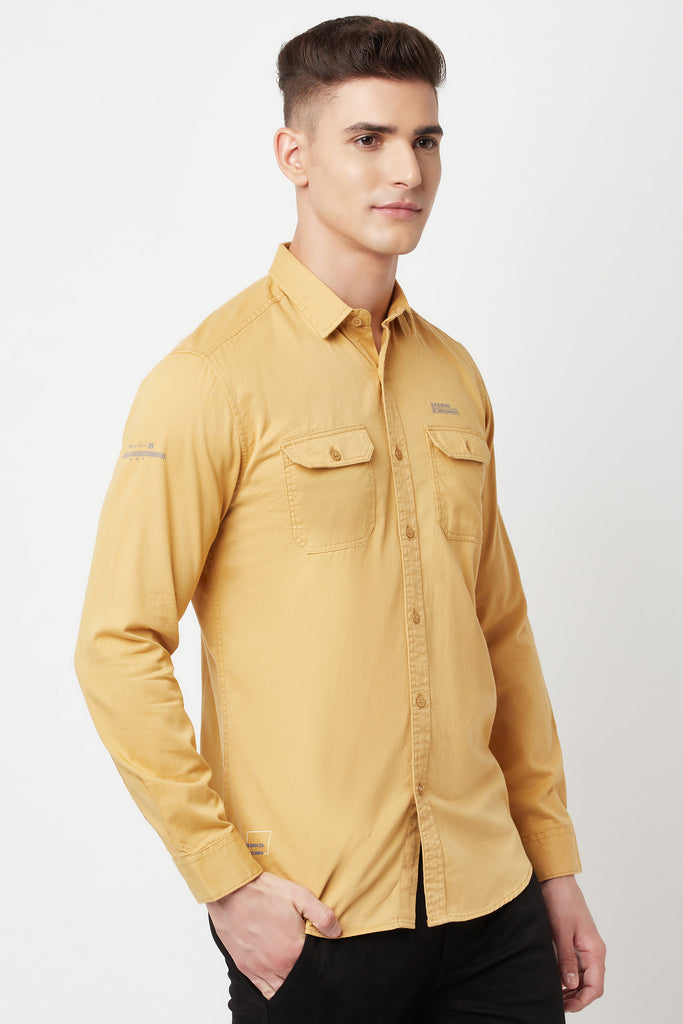 Mustard Solid Cotton Shirt