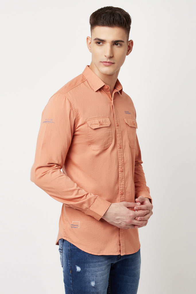 Rust Solid Casual Shirt