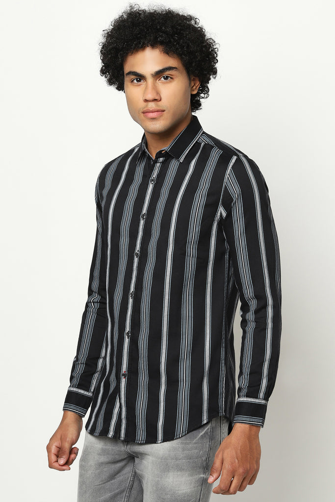 Black Striped Cotton Shirt
