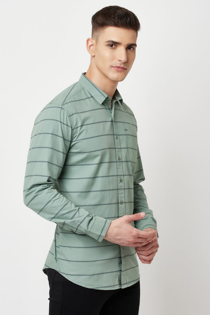 Mint Striped Cotton Shirt
