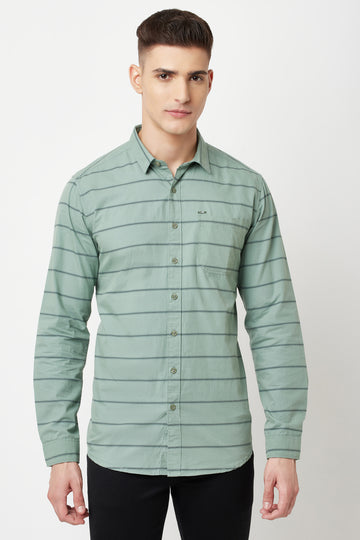 Mint Striped Cotton Shirt