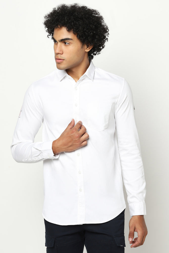 White Solid Cotton Shirt