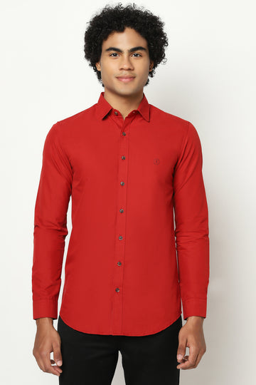Red Solid Cotton Shirt