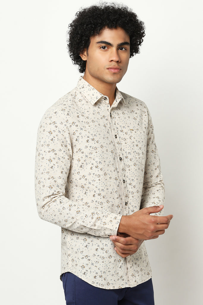 Beige Over All Printed Shirt