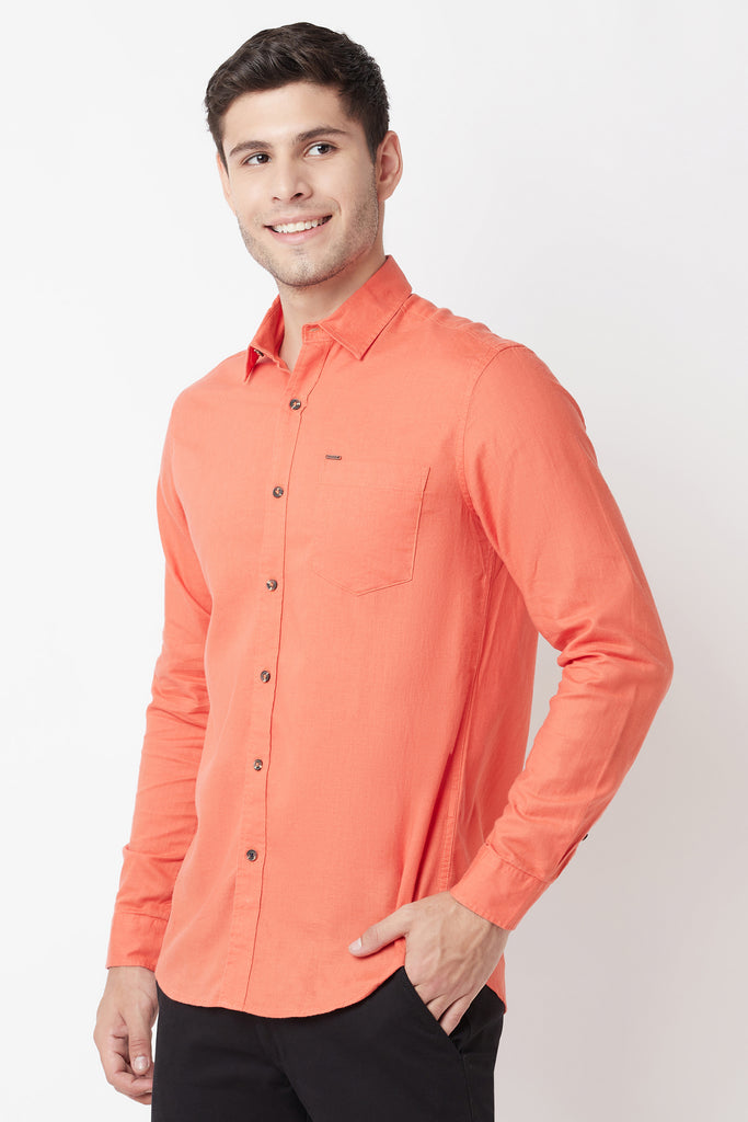 Salmon Solid Casual Shirt