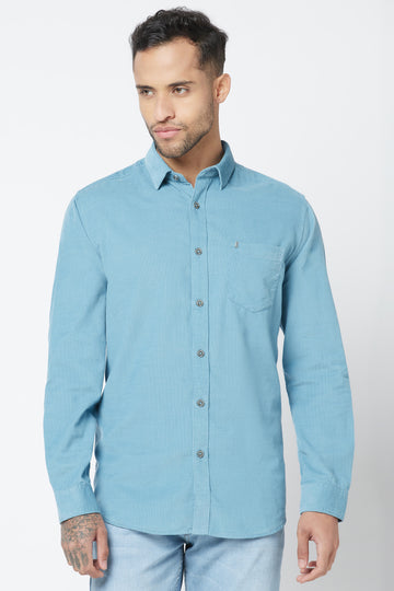 Blue Patch Pocket Cotton Shirt