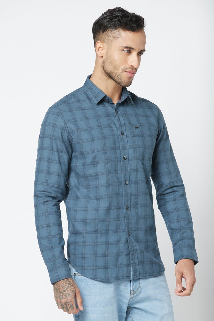Dusty Blue Checked Shirt