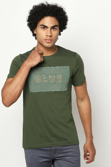 Olive Digital Print T-Shirt 