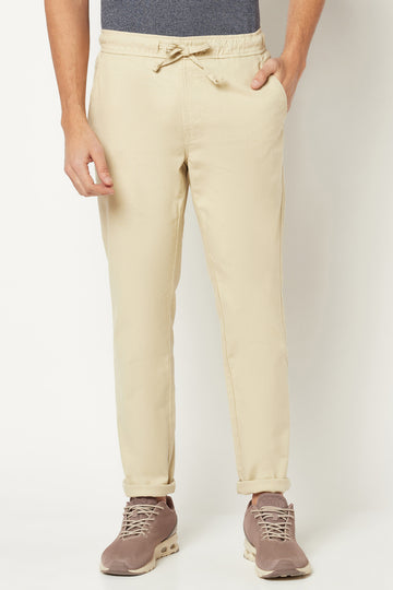 Beige Tapered Fit Trouser