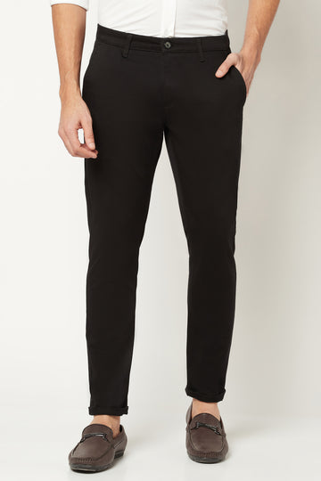 Black Tapered Fit Low-Rise Trouser