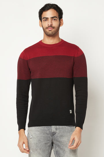 Black&Maroon Striped Sweatshirt