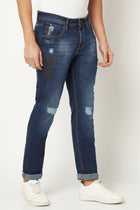 Dark Blue Distressed Jeans - Jeans - 221010922