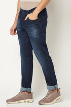 Dark Blue Lightly Faded Jeans - Jeans - 