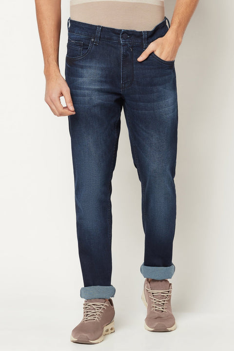 Dark Blue Lightly Faded Jeans - Jeans - 